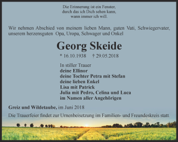 Traueranzeige von Georg Skeide