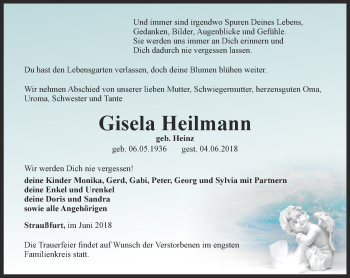 Traueranzeige von Gisela Heilmann von Thüringer Allgemeine