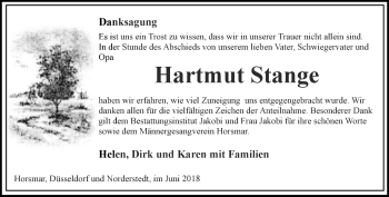 Traueranzeige von Hartmut Stange von Thüringer Allgemeine, Thüringische Landeszeitung