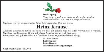 Traueranzeige von Heinz Krause von Thüringer Allgemeine