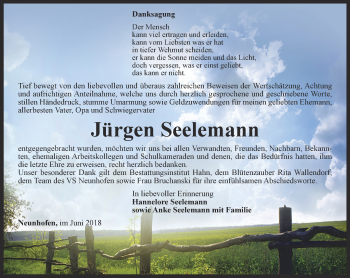 Traueranzeige von Jürgen Seelemann