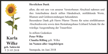 Traueranzeige von Karla Wilke von Thüringer Allgemeine
