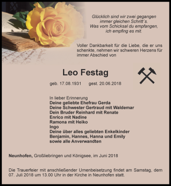 Traueranzeige von Leo Festag