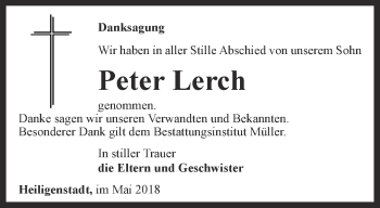 Traueranzeige von Peter Lerch von Thüringer Allgemeine