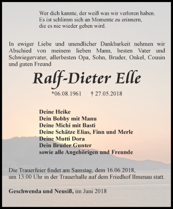 Traueranzeige von Ralf-Dieter Elle von Thüringer Allgemeine