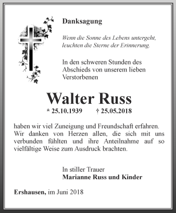 Traueranzeige von Walter Russ von Thüringer Allgemeine