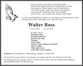 Traueranzeige von Walter Russ von Thüringer Allgemeine