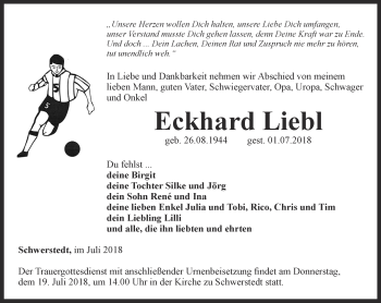 Traueranzeige von Eckhard Liebl von Thüringer Allgemeine