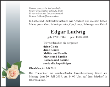 Traueranzeige von Edgar Ludwig von Thüringer Allgemeine