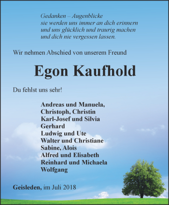 Traueranzeige von Egon Kaufhold von Thüringer Allgemeine