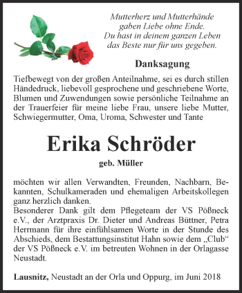 Traueranzeige von Erika Schröder