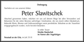 Traueranzeige von Peter Slawitschek von Ostthüringer Zeitung