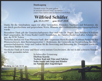 Traueranzeige von Wilfried Schäfer von Thüringer Allgemeine