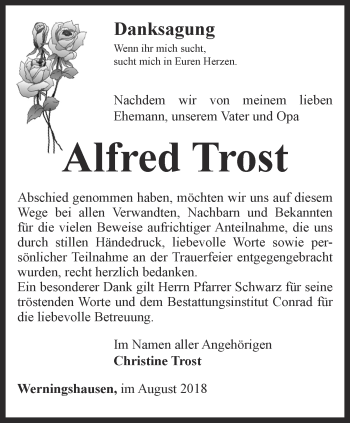 Traueranzeige von Alfred Trost von Thüringer Allgemeine