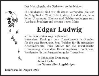 Traueranzeige von Edgar Ludwig von Thüringer Allgemeine