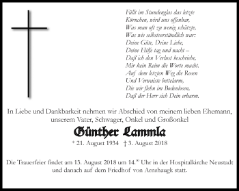 Traueranzeige von Günther Lammla