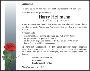 Traueranzeige von Harry Hoffmann von Thüringer Allgemeine