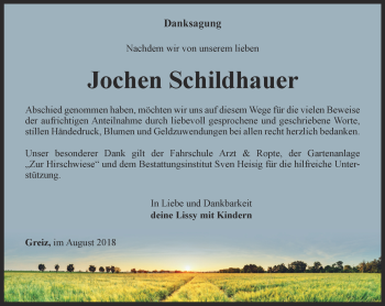 Traueranzeige von Jochen Schildhauer