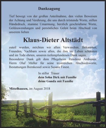 Traueranzeige von Klaus-Dieter Altstädt von Thüringer Allgemeine, Thüringische Landeszeitung