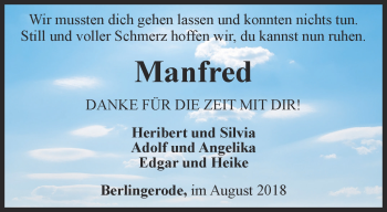 Traueranzeige von Manfred Thüne von Thüringer Allgemeine
