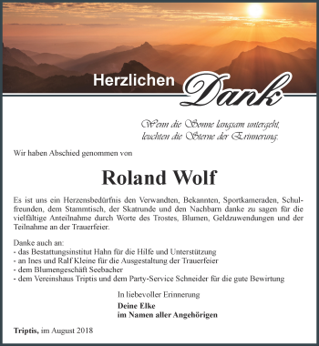 Traueranzeige von Roland Wolf