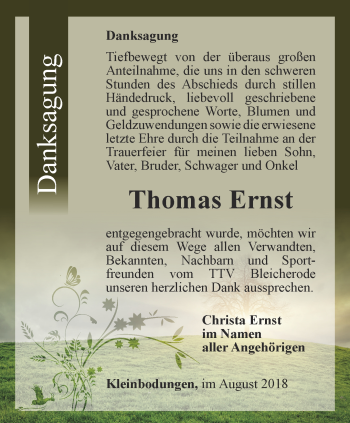 Traueranzeige von Thomas Ernst von Thüringer Allgemeine