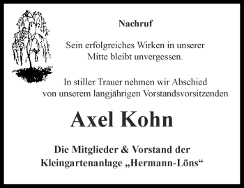 Traueranzeige von Axel Kohn