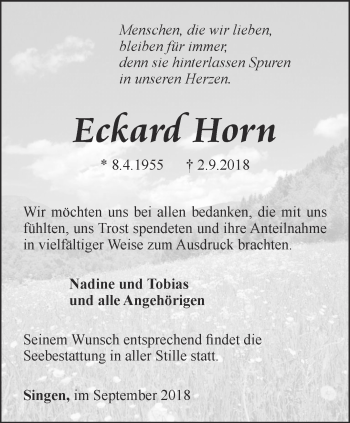 Traueranzeige von Eckard Horn von Thüringer Allgemeine