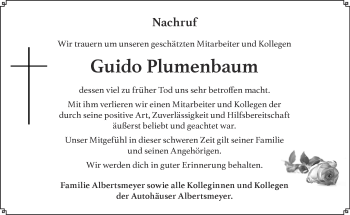 Traueranzeige von Guido Plumenbaum von Thüringer Allgemeine