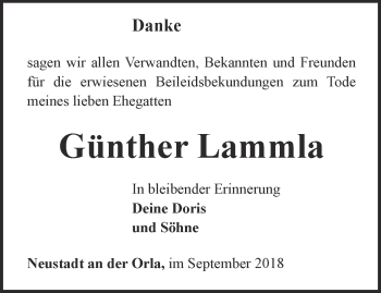 Traueranzeige von Günther Lammla