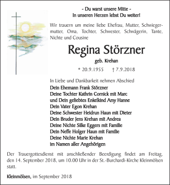 Traueranzeige von Regina Störzner von Thüringer Allgemeine, Thüringische Landeszeitung