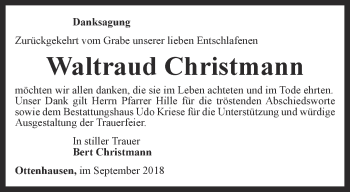 Traueranzeige von Waltraud Christmann von Thüringer Allgemeine