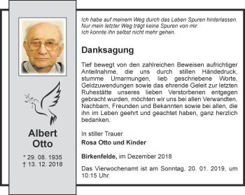 Traueranzeige von Albert Otto von Thüringer Allgemeine