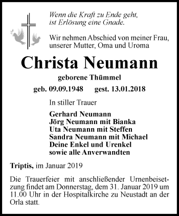 Traueranzeige von Christa Neumann