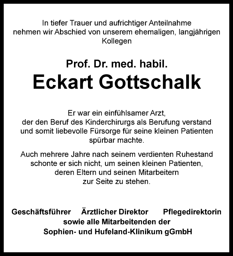  Traueranzeige für Eckart Gottschalk vom 19.01.2019 aus Thüringer Allgemeine, Thüringische Landeszeitung