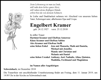 Traueranzeige von Engelbert Kramer von Ostthüringer Zeitung