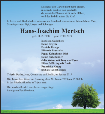 Traueranzeige von Hans-Joachim Mertsch