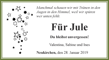 Traueranzeige von Jule  von Thüringer Allgemeine, Thüringische Landeszeitung