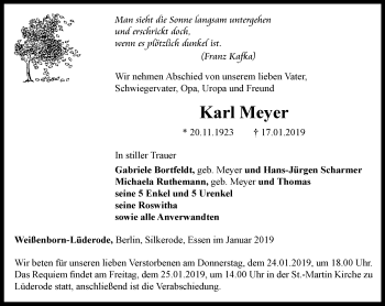 Traueranzeige von Karl Meyer von Thüringer Allgemeine