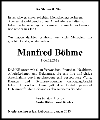 Traueranzeige von Manfred Böhme von Thüringer Allgemeine