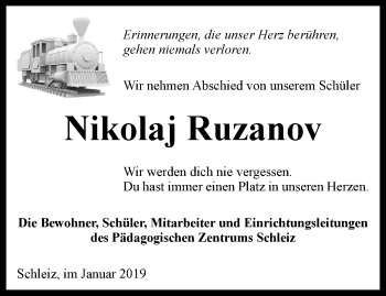 Traueranzeige von Nikolaj Ruzanov von Ostthüringer Zeitung