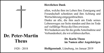 Traueranzeige von Peter-Martin Theus von Thüringer Allgemeine