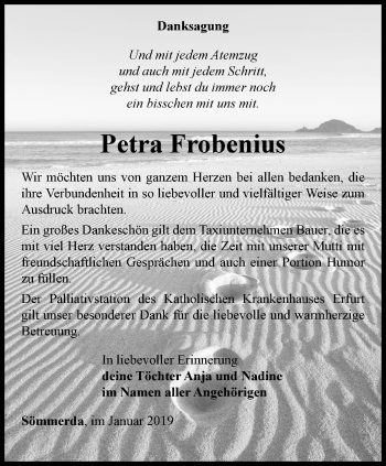 Traueranzeige von Petra Frobenius von Thüringer Allgemeine