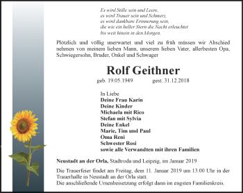 Traueranzeige von Rolf Geithner