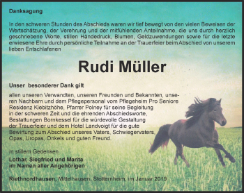 Traueranzeige von Rudi Müller