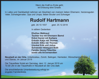 Traueranzeige von Rudolf Hartmann