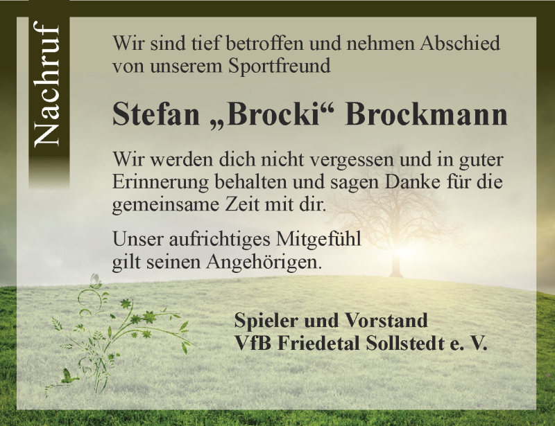  Traueranzeige für Stefan Brockmann vom 24.01.2019 aus Thüringer Allgemeine