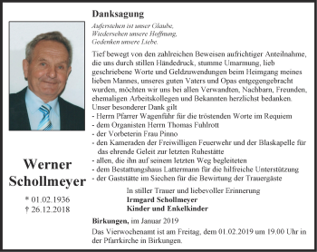 Traueranzeige von Werner Schollmeyer von Thüringer Allgemeine