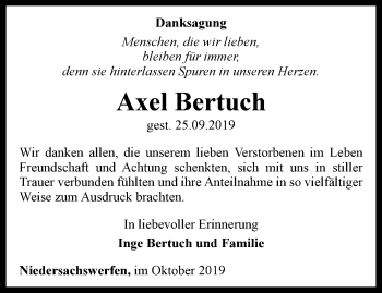 Traueranzeige von Axel Bertuch von Thüringer Allgemeine