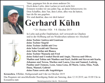 Traueranzeige von Gerhard Kühn von Thüringer Allgemeine